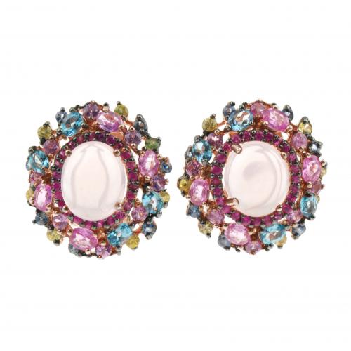PENDIENTES CON CUARZO ROSA.