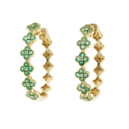 EARRINGS WITH EMERALDS AND DIAMONDS.
