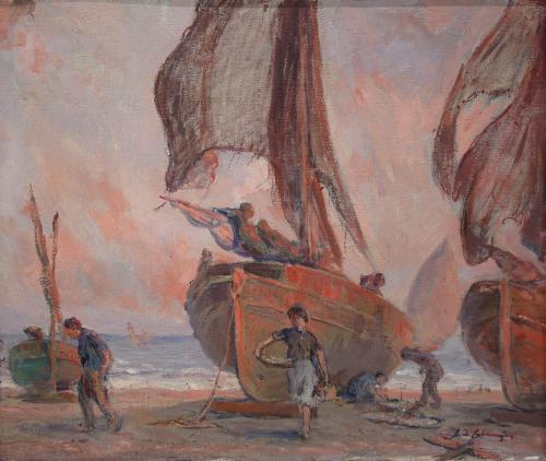 ALEXANDRE DE CABANYES MARQUES (1877-1972). "BARCAS EN LA PL