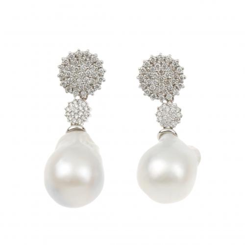 DIAMOND AND BAROQUE PEARLS EARRINGS