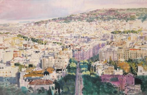 ISIDORO LÁZARO FERRE (1949). "VISTA DE BARCELONA".