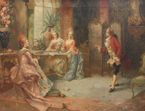 ANTON TELSER (1861-1942). "COURT SCENE".