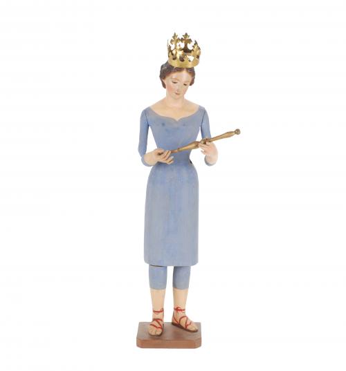 19TH CENTURY CATALAN SCHOOL "VIRGEN CON CETRO", IMAGEN DE VESTIR O "CAP-I-POTA".