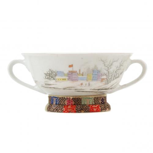 CHINESE DOUBLE HANDLE CUP, MID. 20TH CENTURY.