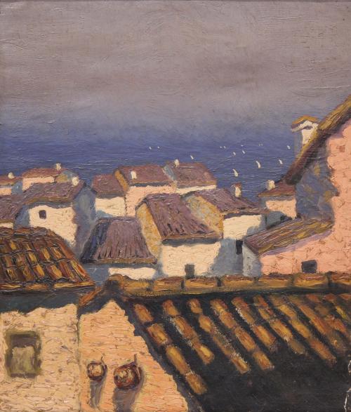 NICOLÁS RAURICH (1871-1945). "SEASIDE VILLAGE".