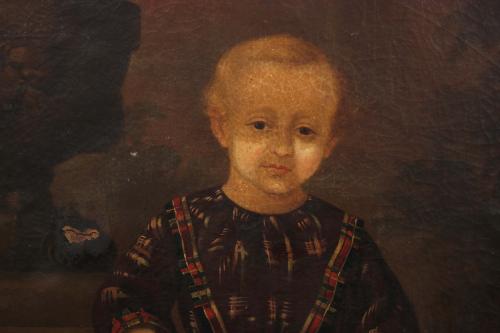 19TH CENTURY SPANISH SCHOOL "NIÑO CON PERRO" , 1855.