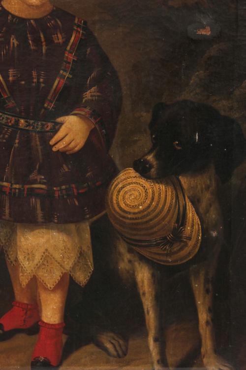 19TH CENTURY SPANISH SCHOOL "NIÑO CON PERRO" , 1855.