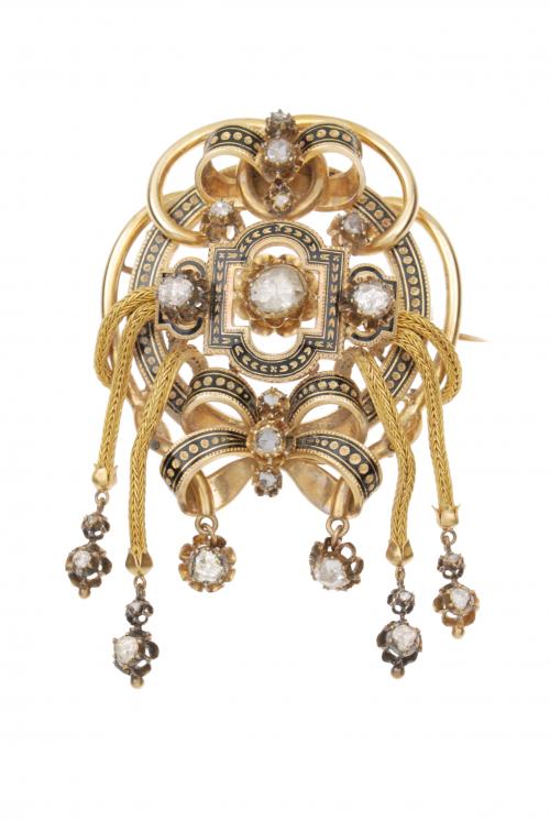 BROOCH AND EARRINGS , C19th