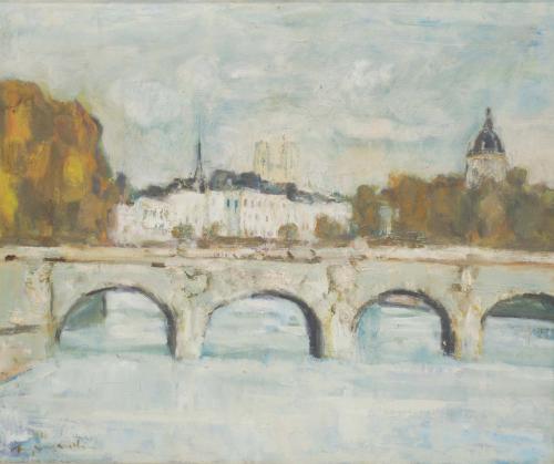 FRENCH SCHOOL C20th  "PARIS BRIDGE" 1974.