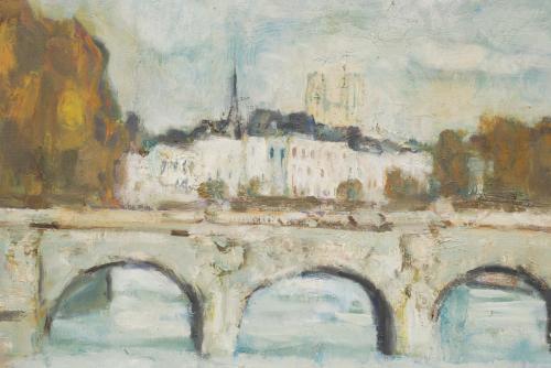 FRENCH SCHOOL C20th  "PARIS BRIDGE" 1974.