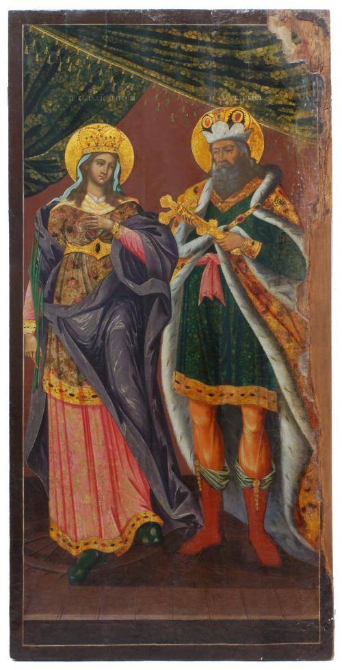 RUSSIAN SCHOOL C19th "SAINT KATHERINE AND PRINCE VLADIMIR"