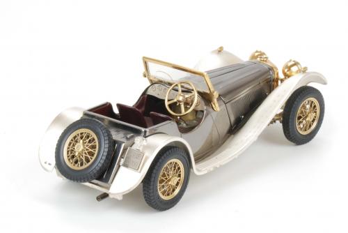 SILVER SCALE MODEL OF JAGUAR SS 100