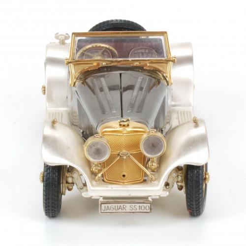 SILVER SCALE MODEL OF JAGUAR SS 100
