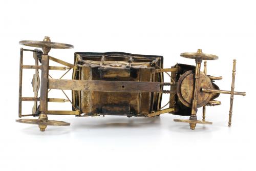 SMALL GOLD PLATED SILVER PORTUGUESE CARRIAGE, MID C20th. 