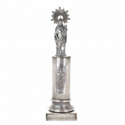 SILVER ZARAGONZAN STATUETTE OF THE "VIRGIN OF PILAR", FIRST