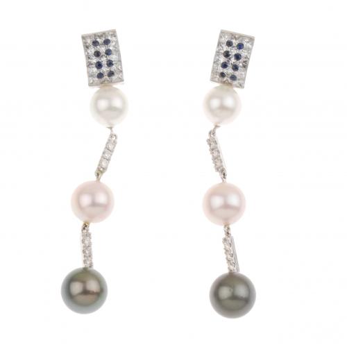 DIAMOND AND PEARL DROP EARRINGS