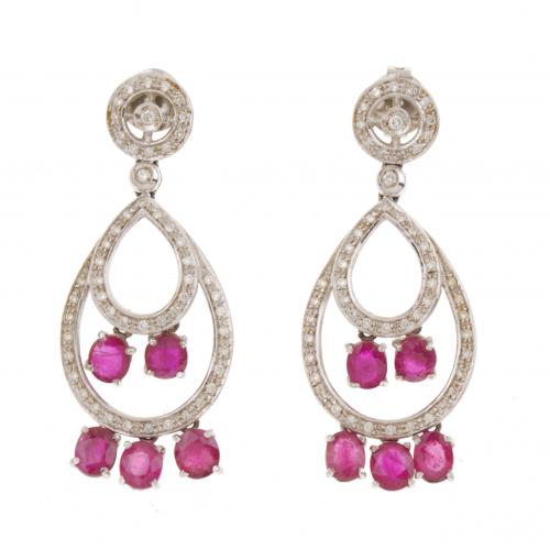 DIAMOND AND RUBY DROP EARRINGS