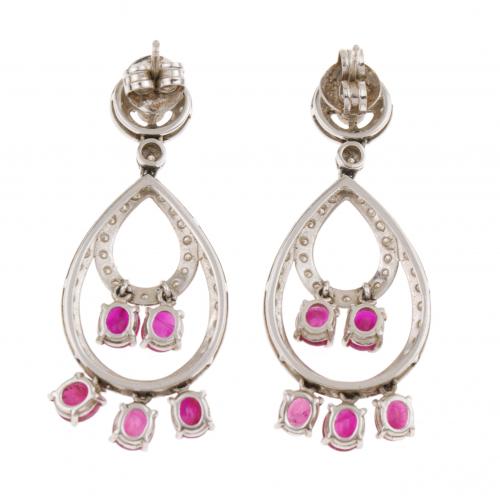 DIAMOND AND RUBY DROP EARRINGS