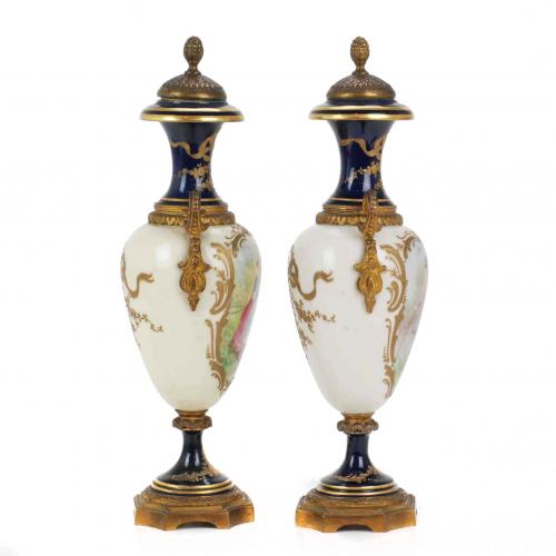 PAIR OF SEVRES STYLE VASES, EARLY C20th