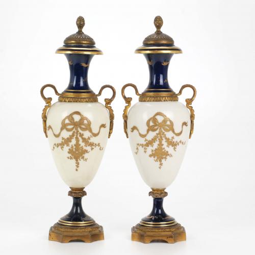 PAIR OF SEVRES STYLE VASES, EARLY C20th