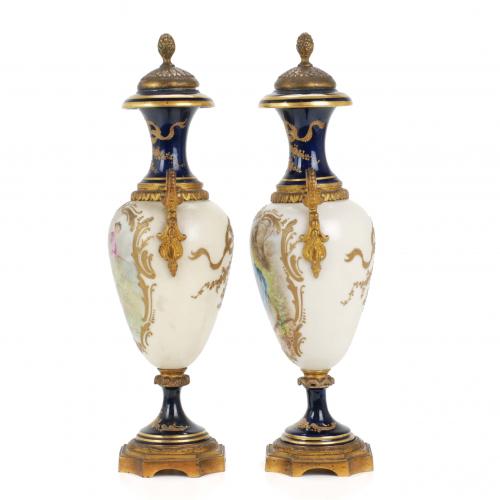 PAIR OF SEVRES STYLE VASES, EARLY C20th