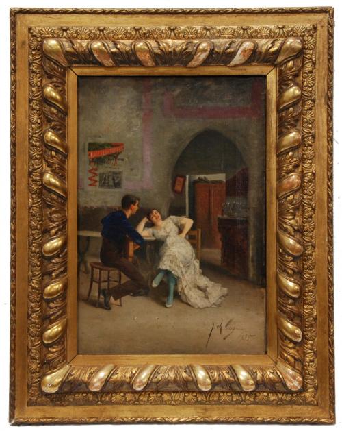 JUAN BAUTISTA GUZMAN (1850-1898). "EVERYDAY SCENE" 1875.