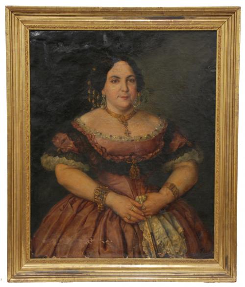 JOSÉ VALLESPÍN Y AIBAR (XIX) "PORTRAIT OF A NOBLE WOMAN!.