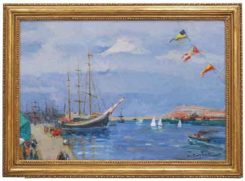 DOMÈNEC CARLES ROSICH (1888-1962). "PORT DE BARCELONA", 196