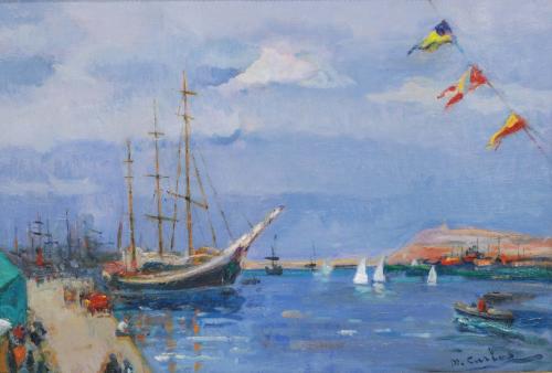 DOMÈNEC CARLES ROSICH (1888-1962). "PORT DE BARCELONA", 196