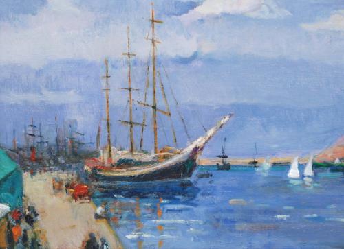 DOMÈNEC CARLES ROSICH (1888-1962). "PORT OF BARCELONA" 1962
