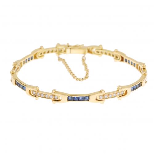 BRACELT OF BRILLIANT CUT DIAMONDS AND SAPPHIRES