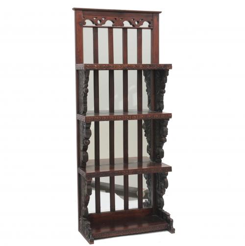 INDIAN SHELF UNIT WITH MIRROR, EARLY C20th.