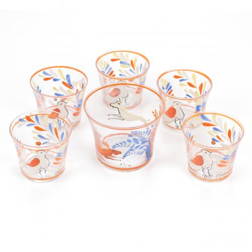 FELIU ELIAS I BRACONS (1878-1948). SET OF SIX GLASSES, EARLY C20th