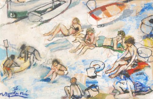 RAMÓN AGUILAR MORE (1924-2015). "FIGURES ON THE BEACH".