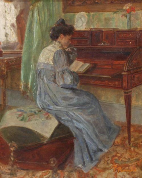 ATRIBUIDO A PAUL RENAUDOT (1871-1920). "BLUE WOMAN READING"