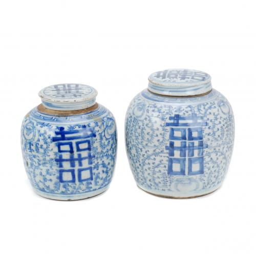PAIR OF CHINESE POTS, C20th