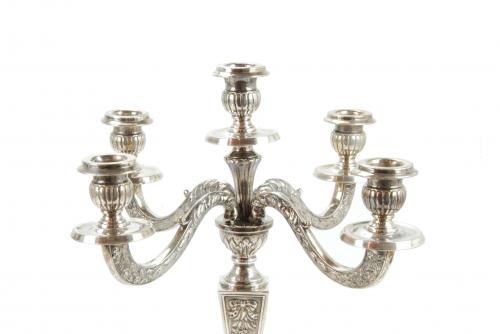 PAIR OF SILVER SPANISH CANDELABRAS, MID C20th