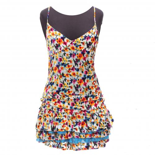 JOSEP FONT (1967) SHORT DRESS WITH FLORAL MOTIFS.