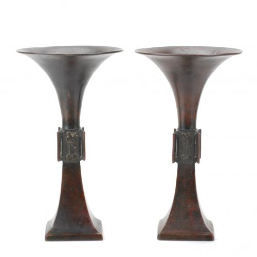 CHINESE SCHOOL,  C20th PAIR OF "GU! VASES.