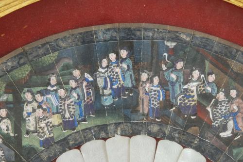  " A THOUSAND FACES"CHINESE FAN  MID C 19th