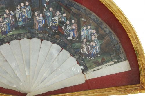  " A THOUSAND FACES"CHINESE FAN  MID C 19th