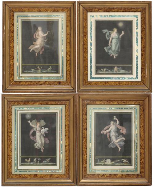 4 FRENCH ENGRAVINGS, C19th. "ALEGORY OF THE HOURS OF THE DAY AND NIGHT".