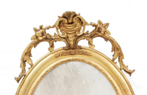 SPANISH OVAL MIRROR, C19th.