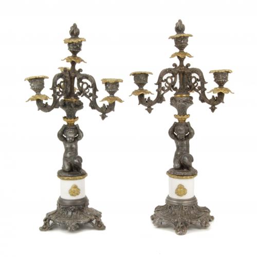 PAIR OF FRENCH CANDELABRAS, FIRST HALF C20th.