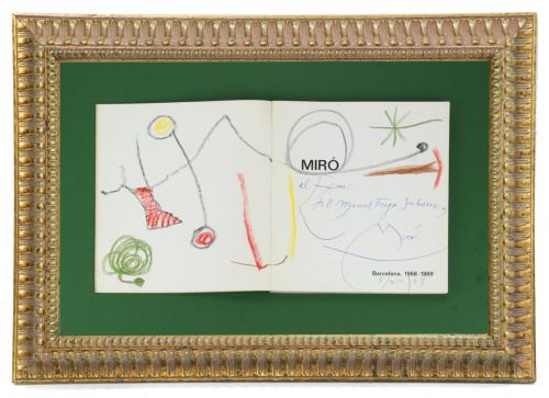 JOAN MIRÓ (1893-1983). COMPOSITION ON HALF TITLE OF  "MIRÓ- BARCELONA 1968-1969", 1968. CATALOGUE.