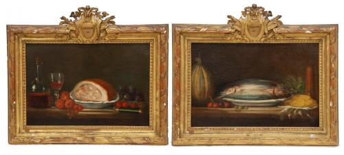 FRENCH SCHOOL, C19th "PAIR OF STILL LIFES"