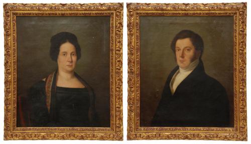 SPANISH SCHOOL, C19th "PORTRAIT OF A GENTLEMAN AND LADY."