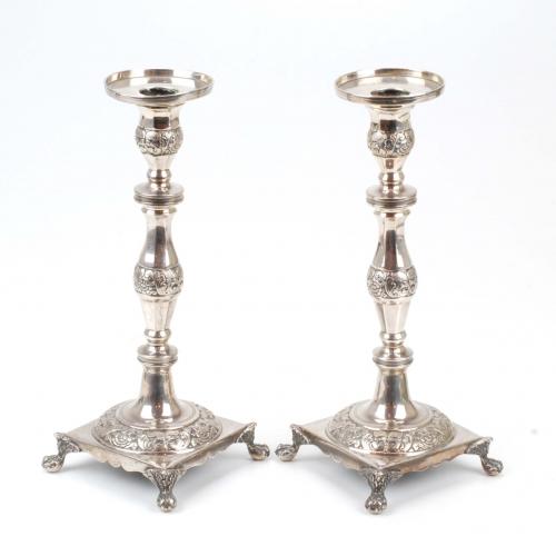 PAIR OF PORTUGUESE CANDLESTICKS, EARLY C20th