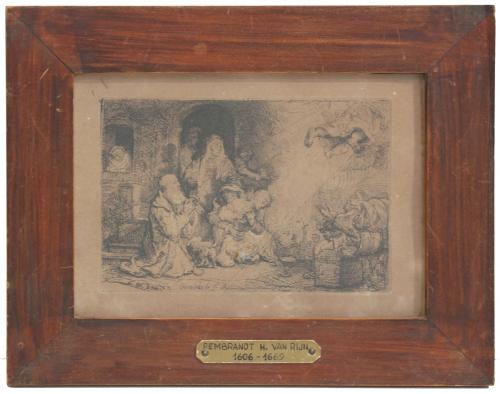 PAIR OF REMBRANDT ENGRAVINGS, C19th. "THE ANGEL LEAVING TOB