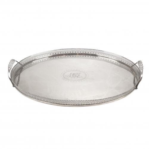 LARGE SILVER PORTUGUESE TRAY, C19th.